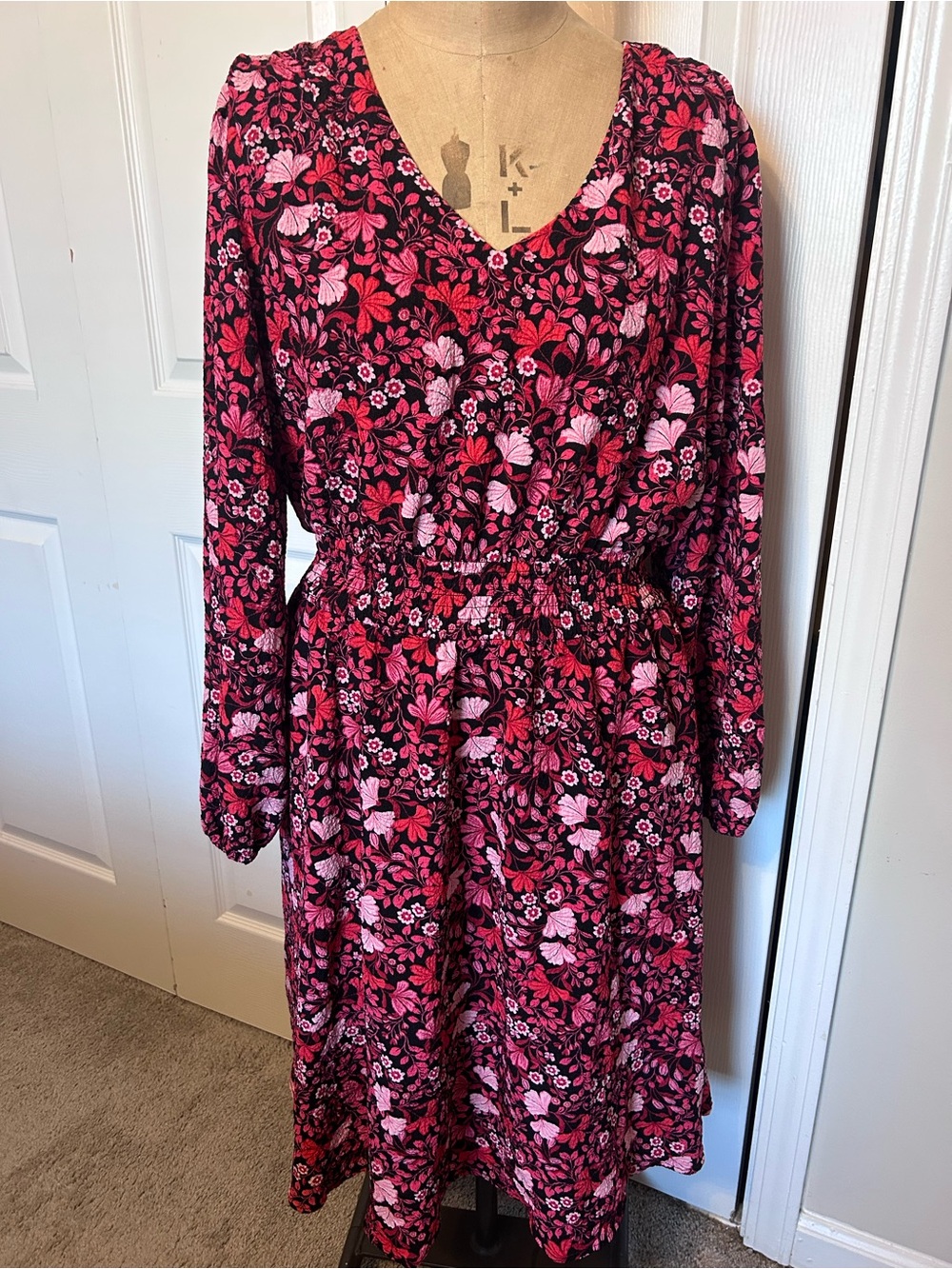 Draper James Red and Pink Floral Midi Dress - Picture 4 of 6